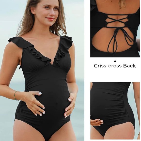 Summer Mae Maternity Swimsuit V-Neck One Piece XL - Picture 6 of 13